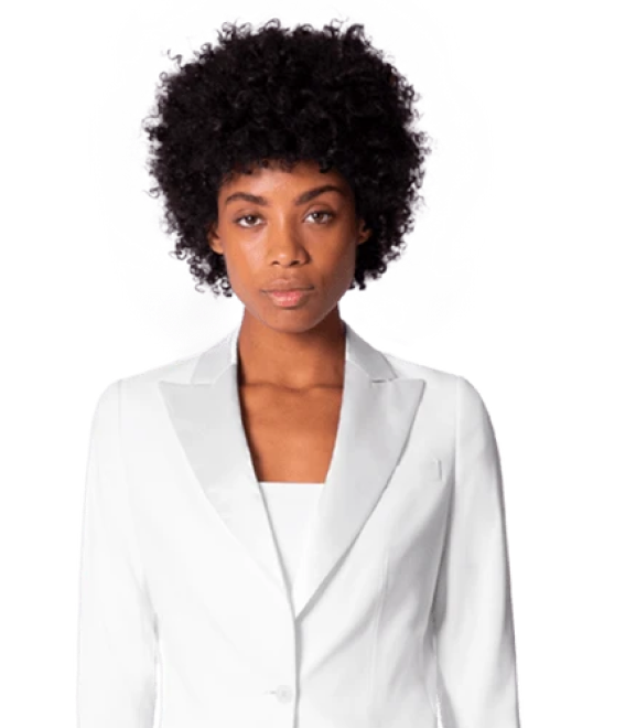 White wool blend Tuxedo with wide lapels