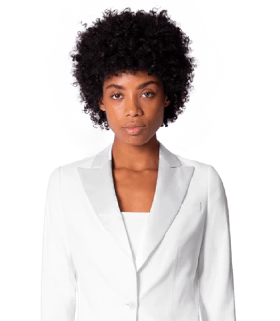 White wool blend Tuxedo with wide lapels