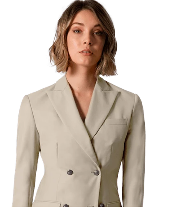 Sand double breasted Summer short Skirt Suit