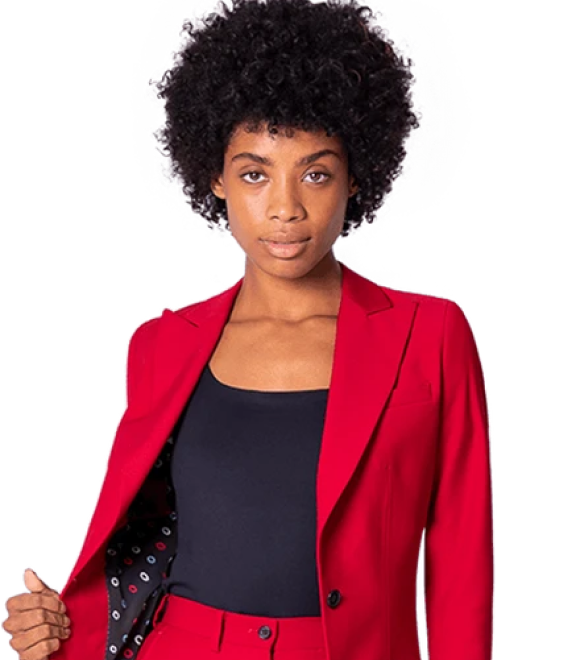 Red wool blend Pantsuit with peak lapels
